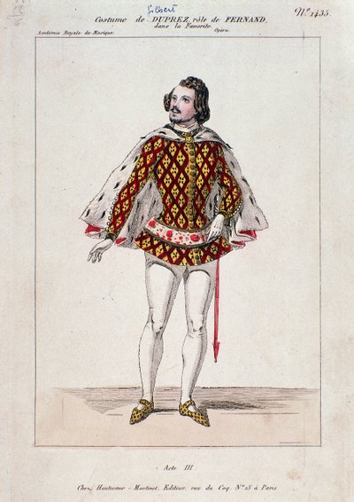 Portrait of Gilbert Duprez, French Tenor and Composer in 
