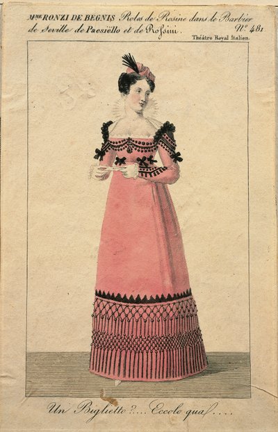 Portrait of Giuseppina Ronzi de Begnis in the role of Rosina in 