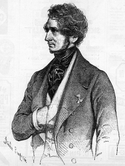 Portrait of Hector Berlioz (1803-1869) around 1847 from a lithograph by Amedee Charpentier by French School