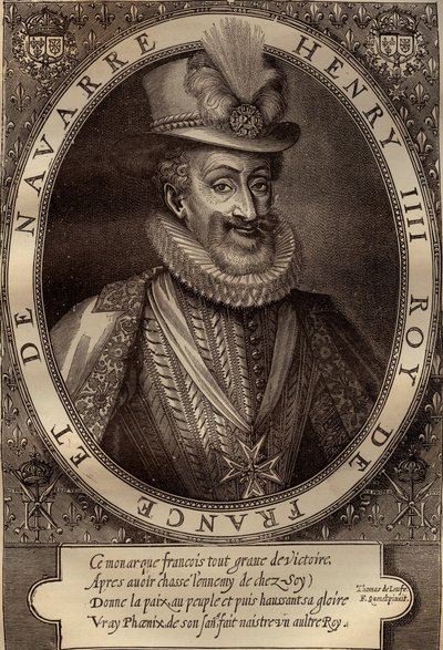 Portrait of Henry IV, King of France - engraving 17th century by French School