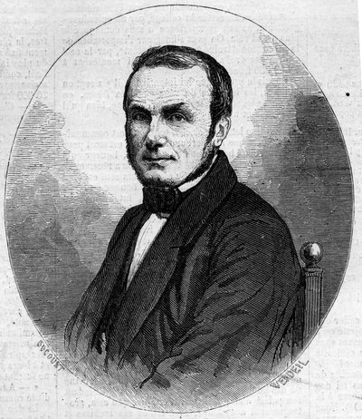 Portrait of Isidore Geoffroy Saint Hilaire (1805-1861), French zoologist, son of Etienne Geoffroy Saint-Hilaire. Engraving in Le Monde Illustré n°241 of November 23 by French School