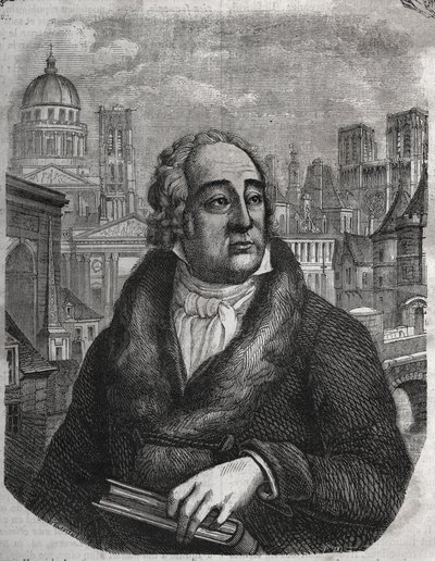 Portrait of Jacques-Antoine Dulaure (Jacques Antoine) (1755-1835) French archeologist and historian - Engraving in The physical, civil and moral history of Paris: from the first historical times to the present day by Jacques Antoine Dulaure. 1853 by French School