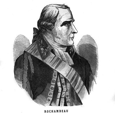 Portrait of Jean Baptiste Donatien de Vimeur, Count of Rochambeau (1725-1807), marechal of France. Engraving in Les Illustrations De L