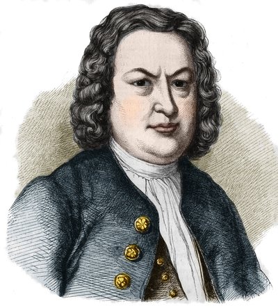 Portrait of Johann Sebastian Bach (1685-1750) German composer. Engraving from 1858. by French School