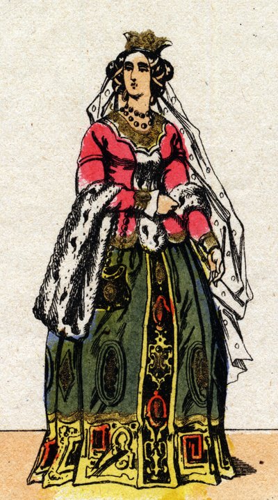 Portrait of Jeanne de Bourbon (1337-1378), wife of Charles V of France. by French School