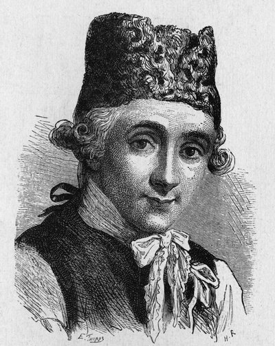 Portrait of Jefferies, scientist, who accompanied Blanchard on the first balloon crossing of the Channel, from 
