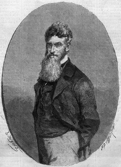 Portrait of John Brown, American activist against slavery. Engraving in 
