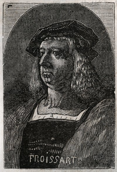 Portrait of John Froissart, French chronicler of medieval France - engraving in 
