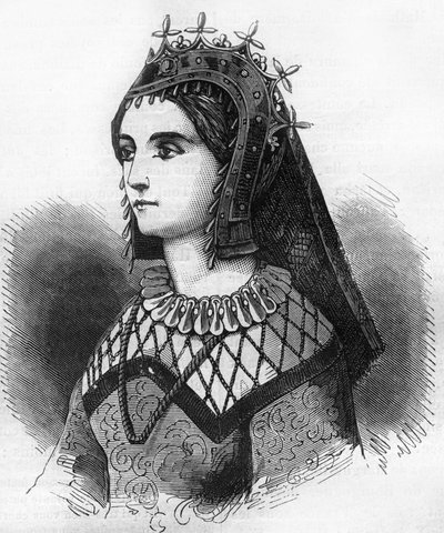 Portrait of Judith of France (843-870), Queen of Wessex then Countess of Flanders. Engraving in 