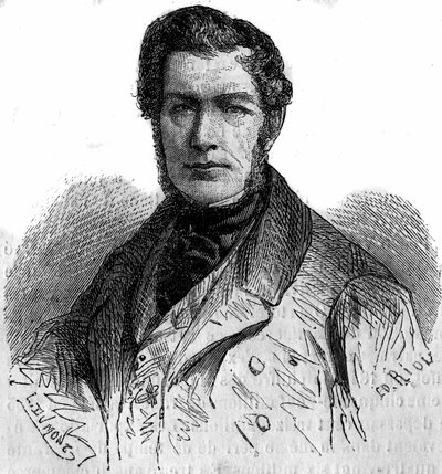 Portrait of Jules Louis Philippe Coignet, French Painter - Engraving in 