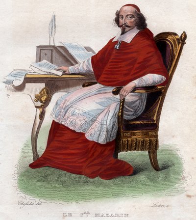 Portrait of Jules Mazarin, French Italian cardinal, diplomat, and politician by French School