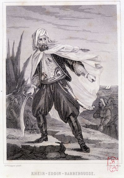 Portrait of Kheir - Eddin - Barbarossa, Turkish pirate of the 16th century, from 