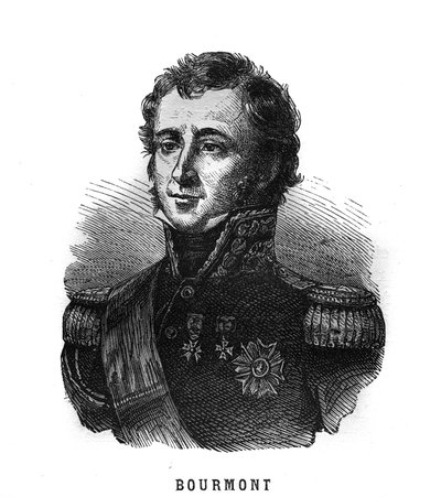Portrait of Louis Auguste Victor de Ghaisne de Bourmont (1773-1846), Marshal of France. Engraving in 