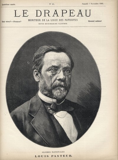 Portrait of Louis Pasteur (1822-1895) - cover of The Flag - Monitor of the League of Patriots - November 7 by French School