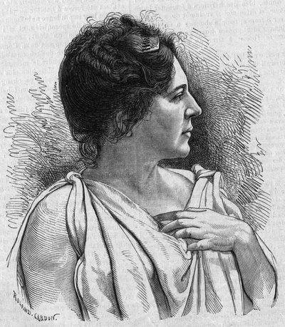 Portrait of Madame Agar (Marie Leonide Charvin), French comedian. Engraving in 