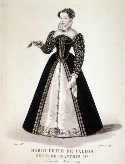 Portrait of Margarita of Navarre (Margaret of Valois, Marguerite of Angouleme or Marguerite of France) (1492-1549) Queen of Navarre and Poetess - 19th century by French School