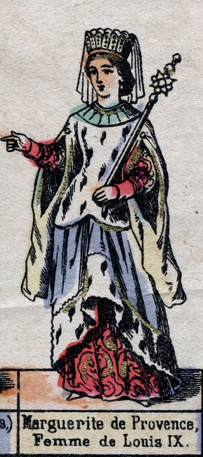 Portrait of Marguerite de Provence, wife of Louis IX of France. Illustration late 19th century by French School