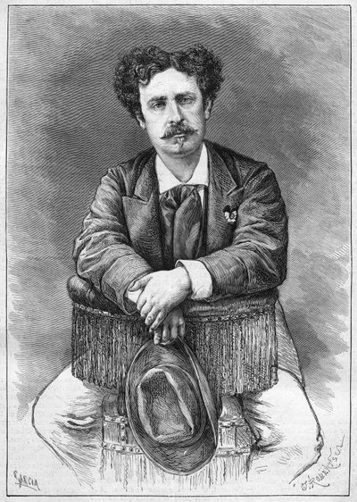 Portrait of Mariano Fortuny, Spanish painter. Engraving in Le Monde Illustré n°921 of 5 December 1874. by French School
