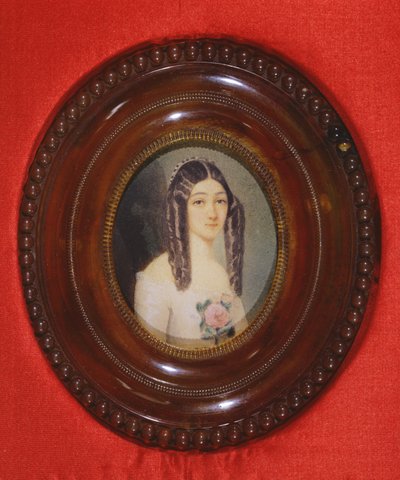 Portrait of Marie Duplessis (1824-1847) also known as La Dame aux Camelias, 1847 by French School
