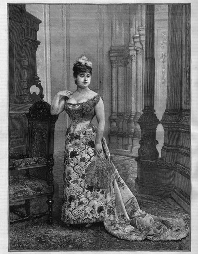 Portrait of Marie Heilbronn, Belgian soprano. Engraving in 