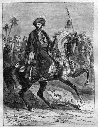 Portrait of Mourad Bey (1750-1801), Mamluk chief - Engraving from 1865 in Histoire du Consulate et de l
