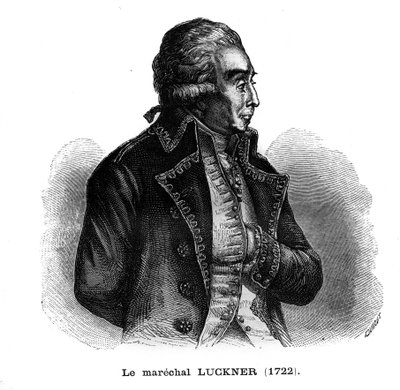 Portrait of Nicolas Luckner (1722-1794), French military of German origin. Engraving in 