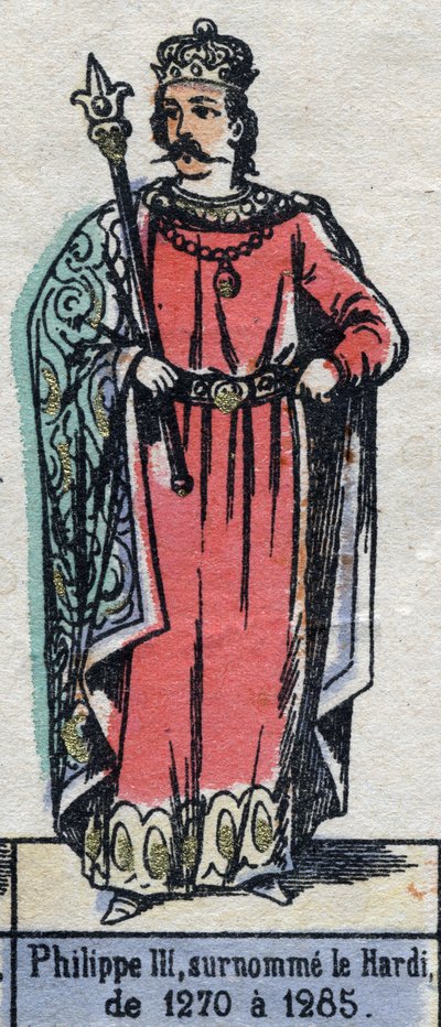 Portrait of Philip III of France, known as Philip the Bold (1245-1285) (dynasty of the Capetians). Illustration late 19th century by French School