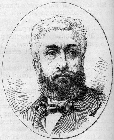 Portrait of Philippe Rousseau (1816-1888), French Painter. Engraving in 