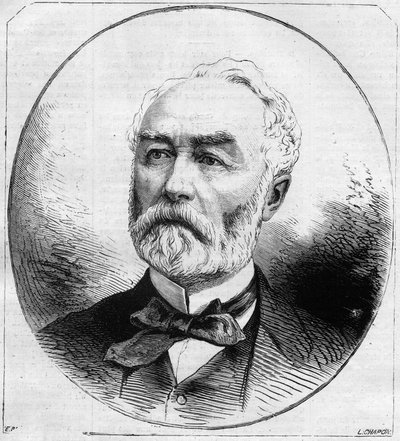 Portrait of Pierre Frederic Dorian (1814-1873), French politician, minister of public works under the Third Republic in 1870. Engraving in 