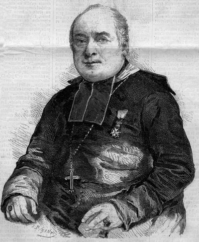 Portrait of Pierre Louis Coeur (1805-1860), Bishop of Troyes. Engraving in 