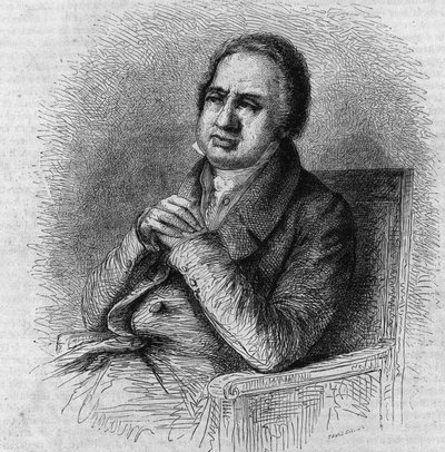 Portrait of Pierre Simon Ballanche (1776-1847), French writer and philosopher. Engraving by Bocour in 