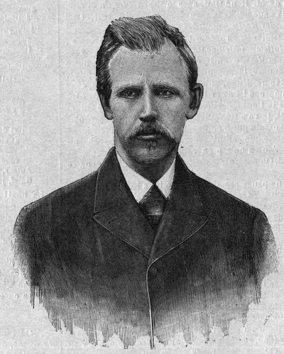 Portrait of Fridtjof Nansen (1861-1930), Norwegian explorer. Engraving in 