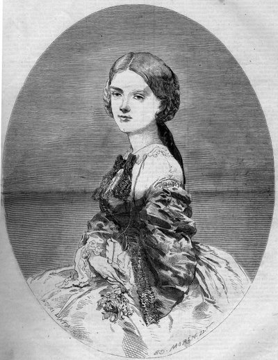 Portrait of Princess Clotilde of Savoy (1843-1911), future wife of Prince Napoleon (1822-1891). Engraving in Le Monde Illustré n°94 of 29 January 1859. by French School