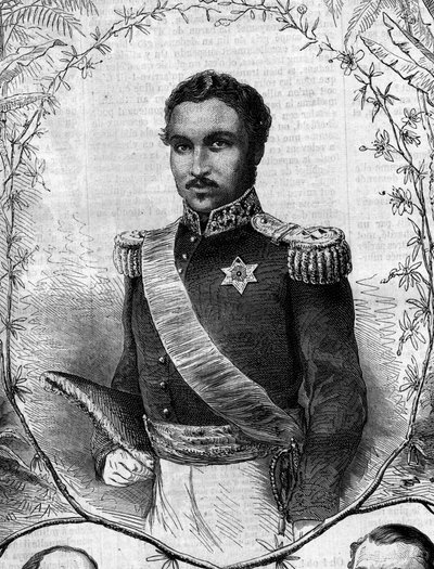 Portrait of Radama II (1829-1863), King of Madagascar. Engraving in 