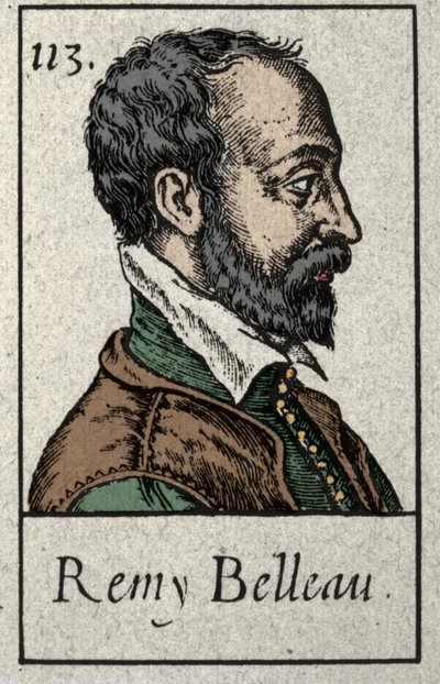 Portrait of Remy Belleau French poet member of the Pleiade movement. Engraving of the 19th century. by French School