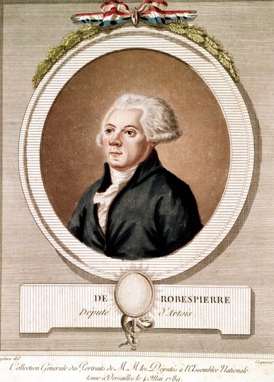 Portrait of Maximilien Robespierre in medallion in the series of portraits of deputies at the National Assembly held in Versailles on 4/05/1789 by French School