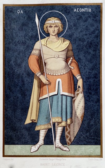 Portrait of Saint Leonce after Greek Mosaic 11th by French School