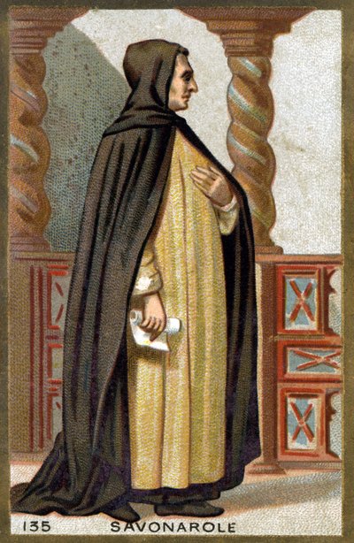Portrait of Savonarola (1452-1498) Girolamo Savonarola. Chromolithography of the late 19th century by French School