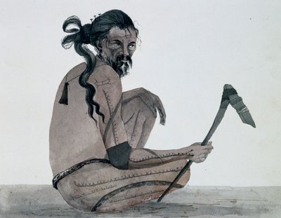 Portrait of Ualan Island Native, Caroline Archipelago, Watercolor by Jules-Louis Lejeune, Based on Voyage Around World by French School