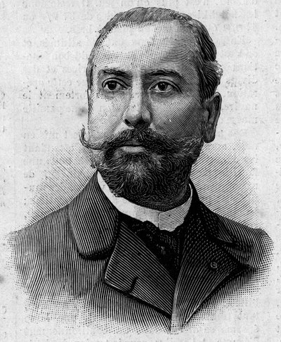 Portrait of Victor Theophile Liotard (1858-1916), French pharmacist and colonial explorer. Engraving in 