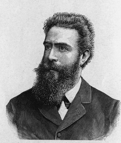 Portrait of Wilhelm Conrad Rontgen (1845 - 1923) - in Album of Science; illustrious scientists; Great discoveries 1896 by French School