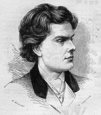 Portrait of Wilhelmy, Violinist, Age 21 in 1867. Engraving in 