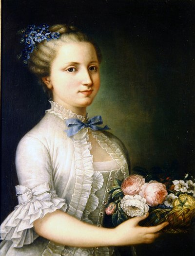 Portrait of a Lady with Flowers by French School