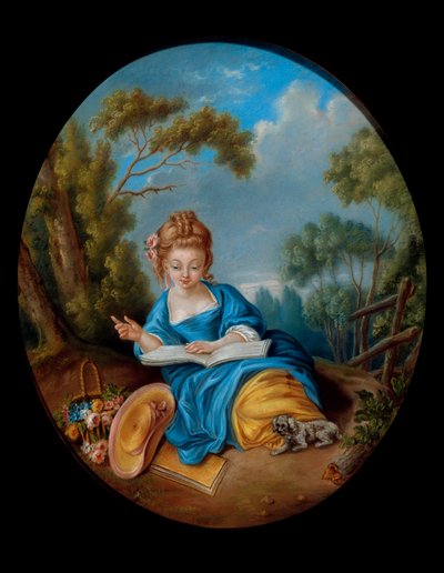 Portrait of a girl reading. French school of the 18th century by French School