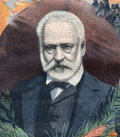 Portrait of the French writer Victor Hugo (1802-1885). Engraving in 