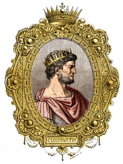 Portrait of the Roman Emperor Constantine I The Great (274-337). Engraving in 