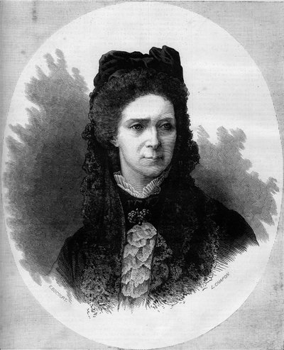 Portrait of the Russian Empress Maria Alexandrovna (1824-1880), née Princess Mary of Hesse and the Rhine. Engraving in 