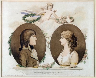 Portraits of Napoleon Bonaparte (1769-1821) and Josephine de Beauharnais (1763-1814) married in 1796 by French School