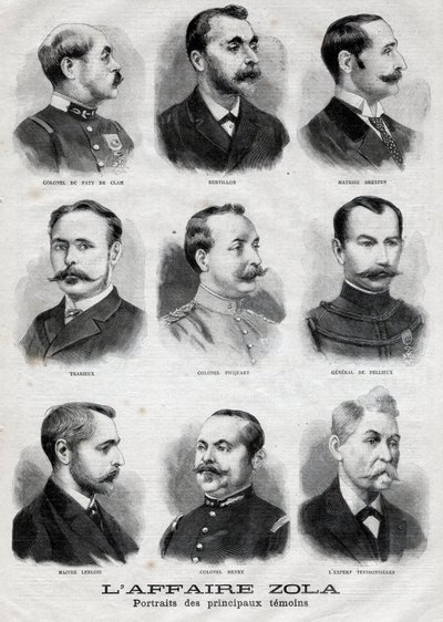 Portraits of the main witnesses in the Dreyfus Zola affair in 