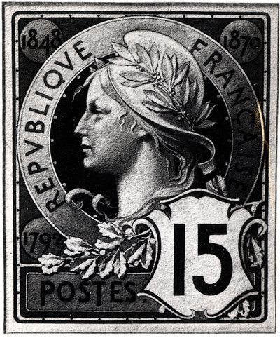 Postage stamp depicting Marianne, the Official Representation of the French Republic by French School